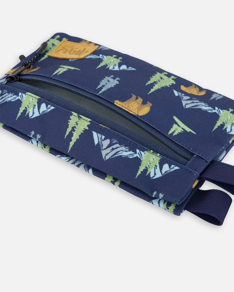 Double Pencil Case Navy Animal Print | Deux par Deux | Jenni Kidz