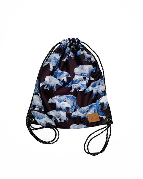 Drawstring Bag Black Printed Polar Bears | Deux par Deux | Jenni Kidz