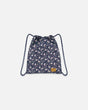 Drawstring Bag Navy Flower Print | Deux par Deux | Jenni Kidz