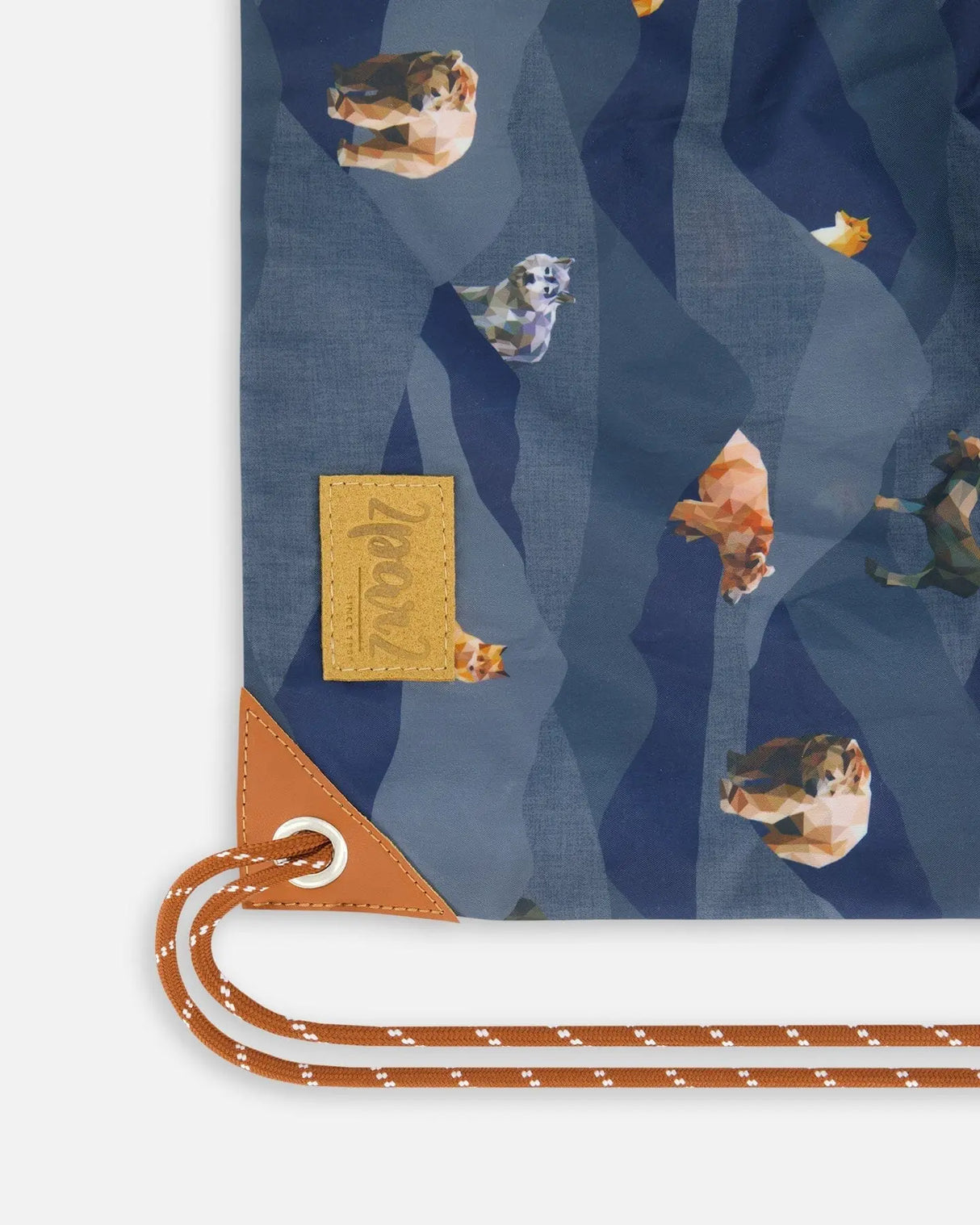 Drawstring Bag Navy Printed Mountains Animals | Deux par Deux | Jenni Kidz
