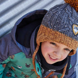 Earflap Knit Hat Grey And Yellow | Deux par Deux | Jenni Kidz