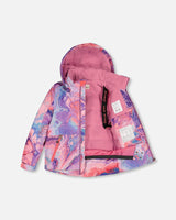Two Piece Snowsuit Pink Lilac With Geode Print - Jenni Kidz