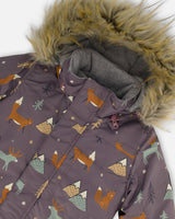 Two Piece Snowsuit Pine Green With Fox Print - Jenni Kidz