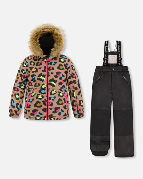 Two Piece Snowsuit With Colourful Leopard Print - Jenni Kidz