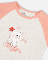 Organic Cotton Long Sleeve Printed Bears One Piece Pajama Oatmeal Mix-4