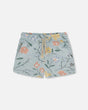 French Terry Short Baby Blue With Printed Romantic Flower-0