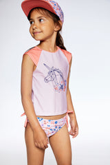 Two Piece Rashguard Swimsuit Lavender Printed Fields Flowers-1