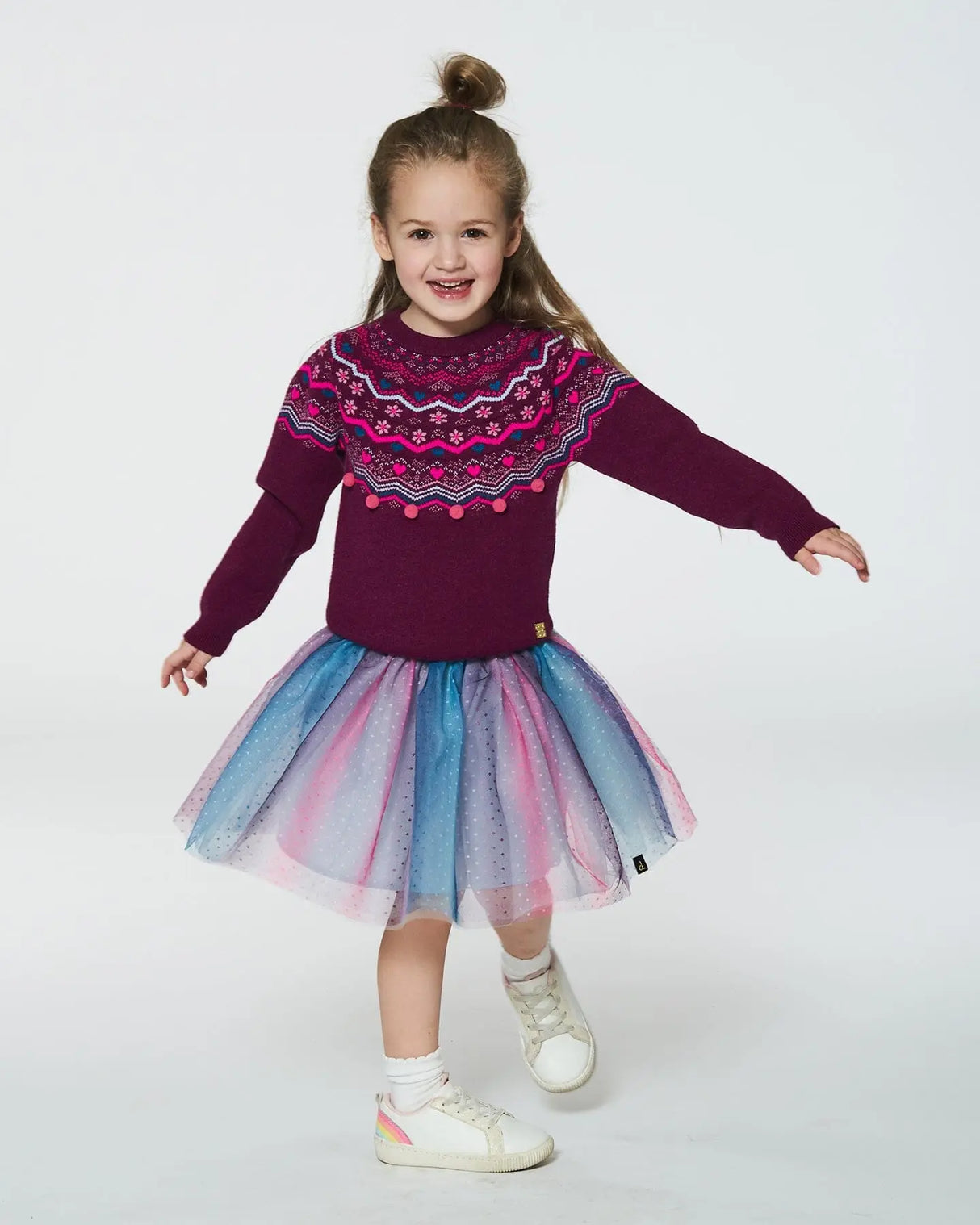 Fairisle Sweater Burgundy | Deux par Deux | Jenni Kidz