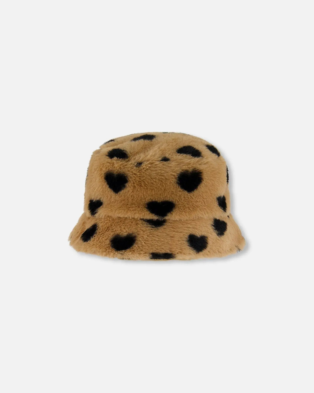 Faux Fur Bucket Hat Caramel Printed Heart | Deux par Deux | Jenni Kidz