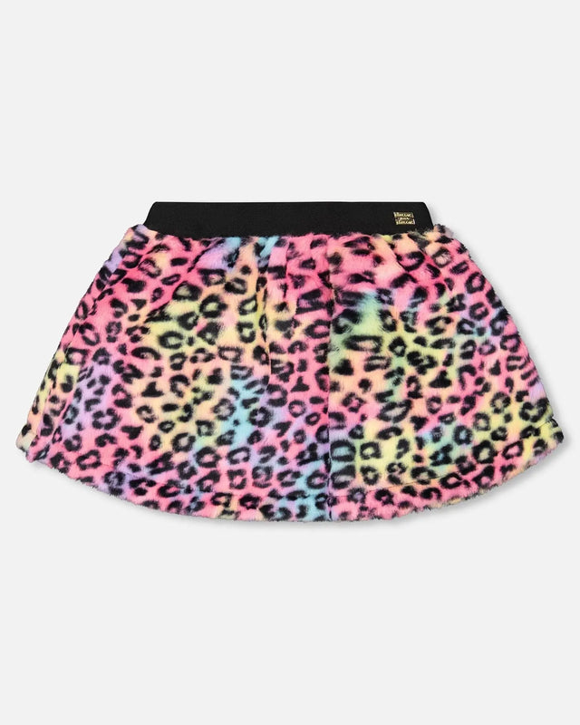 Faux Fur Skirt Multicolor Leopard | Deux par Deux | Jenni Kidz