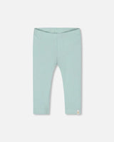 Flat Back Rib Capri Legging Pale Teal | Deux par Deux | Jenni Kidz