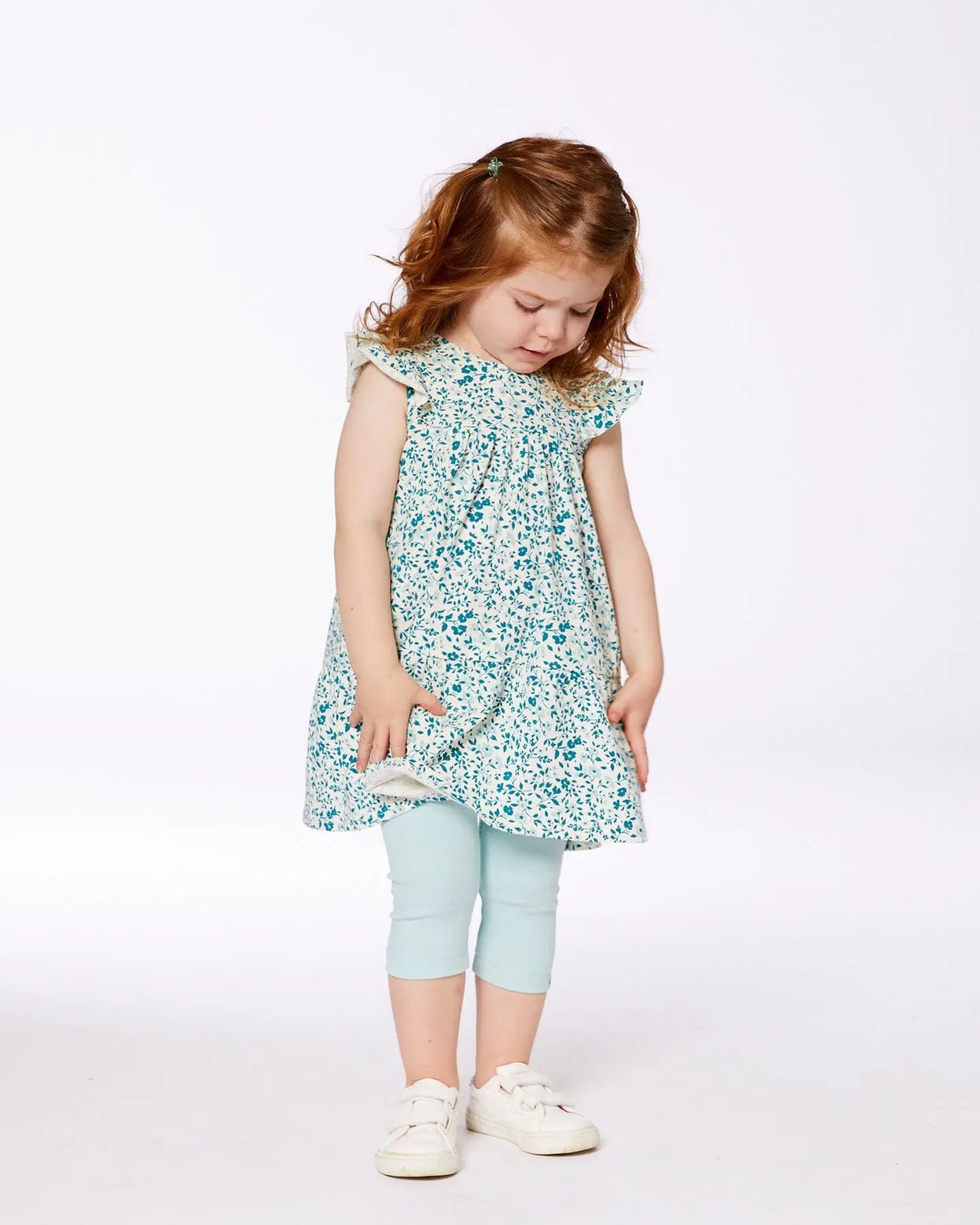 Flat Back Rib Capri Legging Pale Teal | Deux par Deux | Jenni Kidz