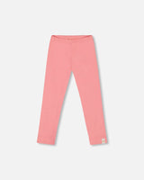 Flat Back Rib Leggings Coral Pink | Deux par Deux | Jenni Kidz