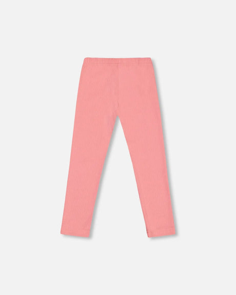 Flat Back Rib Leggings Coral Pink | Deux par Deux | Jenni Kidz