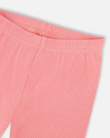 Flat Back Rib Leggings Coral Pink | Deux par Deux | Jenni Kidz