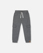 Fleece Sweatpants With Cargo Pockets Dark Gray | Deux par Deux | Jenni Kidz
