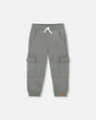 Fleece Sweatpants With Cargo Pockets Gray Green | Deux par Deux | Jenni Kidz