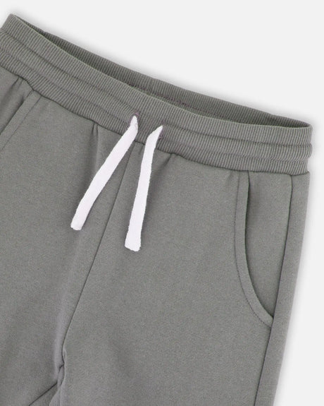Fleece Sweatpants With Cargo Pockets Gray Green | Deux par Deux | Jenni Kidz