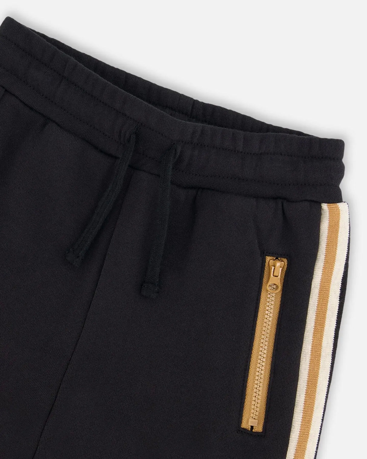 Fleece Sweatpants With Contrast Side Rib Black | Deux par Deux | Jenni Kidz