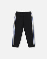 Fleece Sweatpants With Side Stripes Black | Deux par Deux | Jenni Kidz