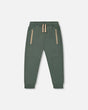 Fleece Sweatpants With Zip Pockets Forest Green | Deux par Deux | Jenni Kidz