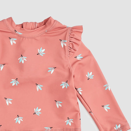 Floral On Deep Pink Long-Sleeve Rashguard Swim Set | Miles The Label | Miles The Label | Jenni Kidz