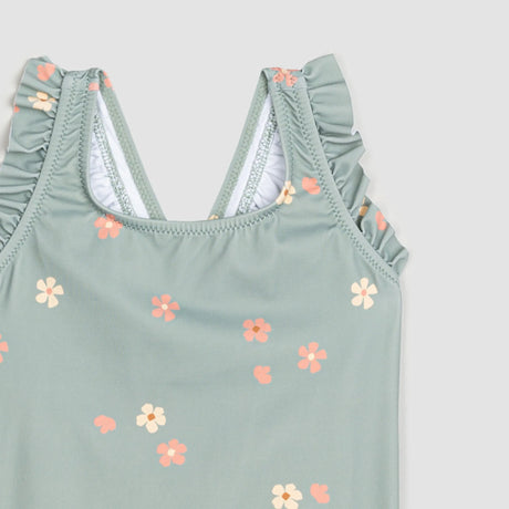 Floral Print on Dusty Green One-Piece Baby & Toddler Girls Swimsuit | Petit Lem | Miles The Label | Jenni Kidz