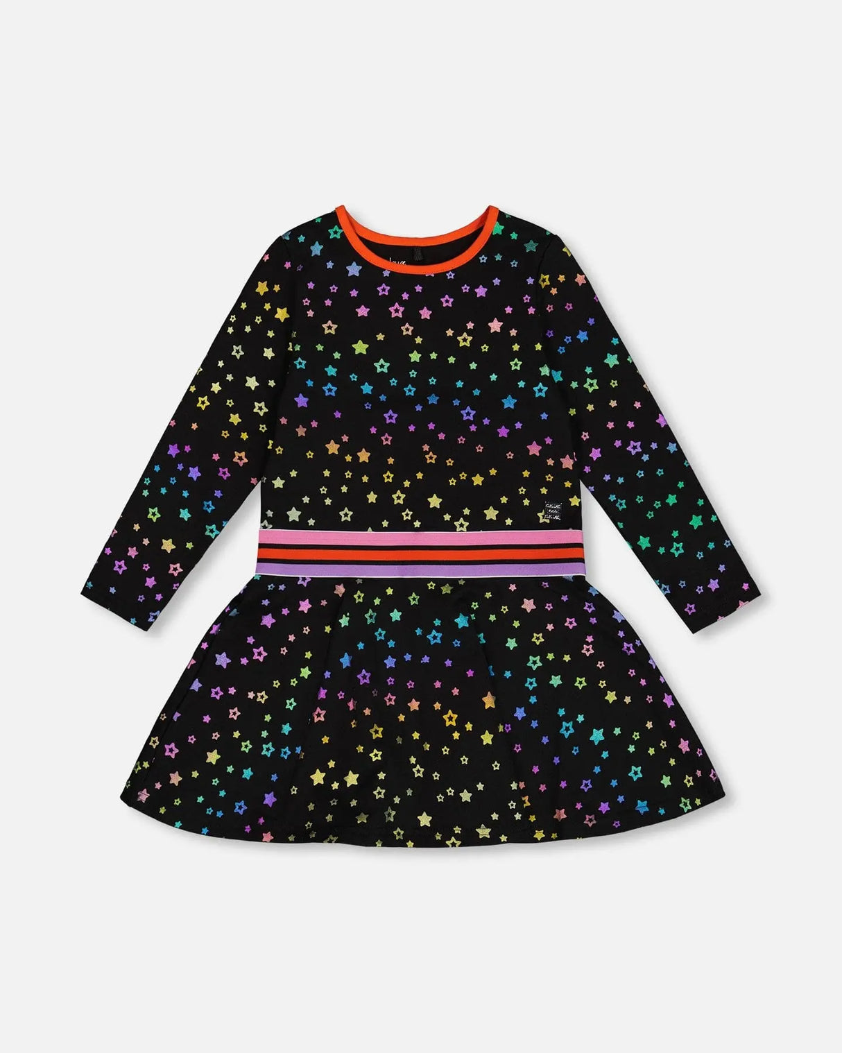 Foil Black Printed Stars Dress | Deux par Deux | Jenni Kidz