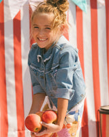 Frayed Denim Jacket With Embroidery Jeans Blue | Deux par Deux | Jenni Kidz