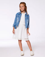 Frayed Denim Jacket With Embroidery Jeans Blue | Deux par Deux | Jenni Kidz