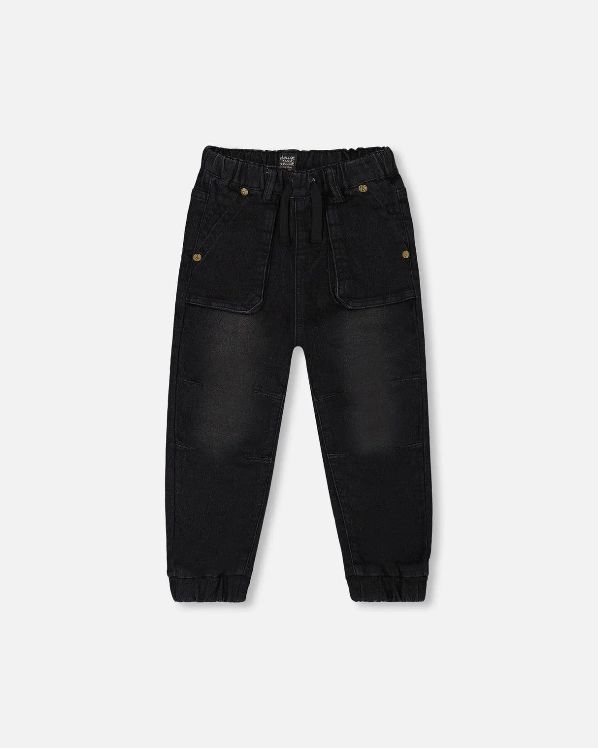 French Terry Denim Jogger Pant Black Jeans | Deux par Deux | Jenni Kidz