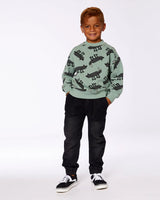 French Terry Denim Jogger Pant Black Jeans | Deux par Deux | Jenni Kidz