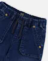 French Terry Denim Jogger Pant Dark Denim Blue | Deux par Deux | Jenni Kidz