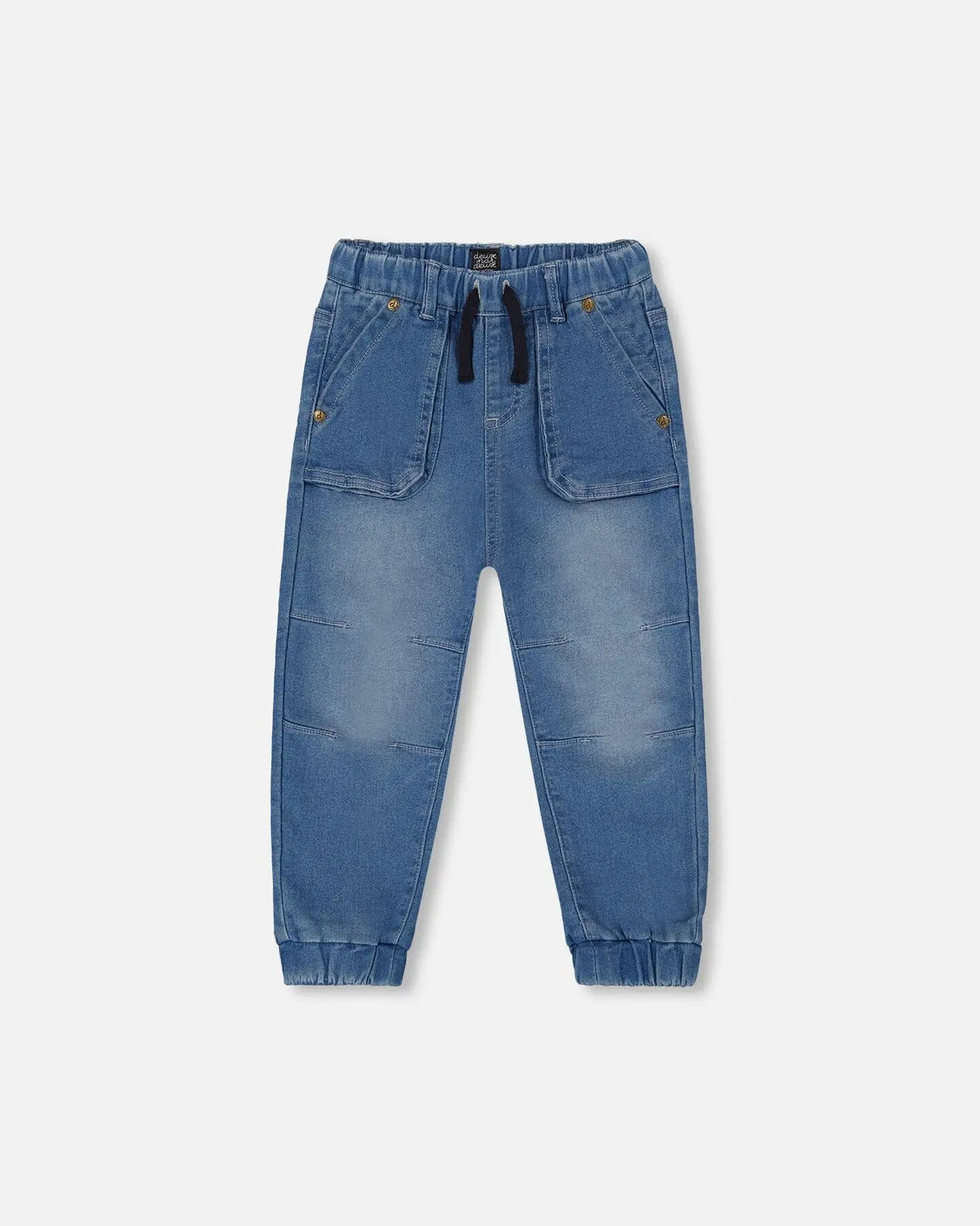 French Terry Denim Jogger Pant Denim Blue | Deux par Deux | Jenni Kidz