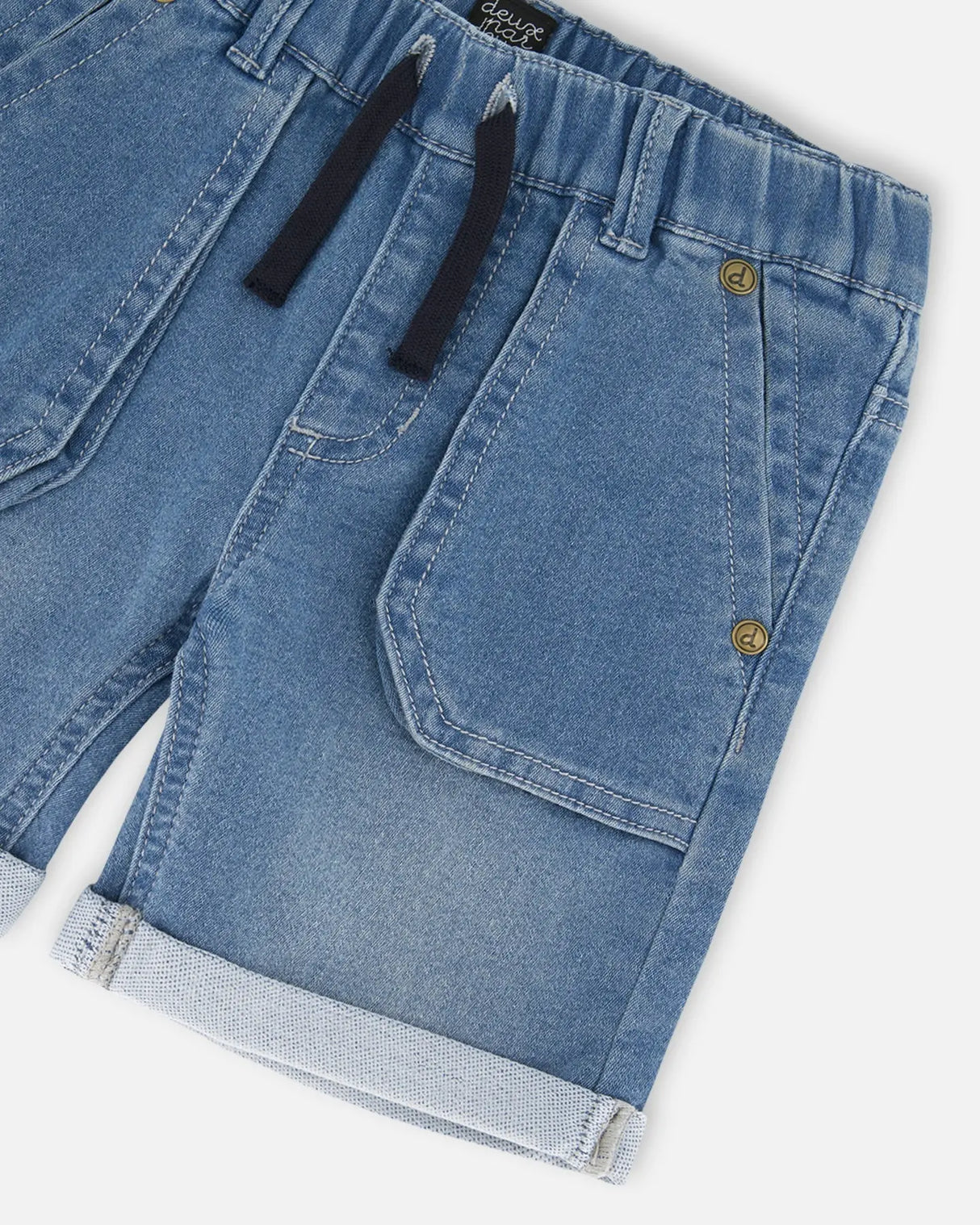 French Terry Denim Short Denim Blue | Deux par Deux | Jenni Kidz