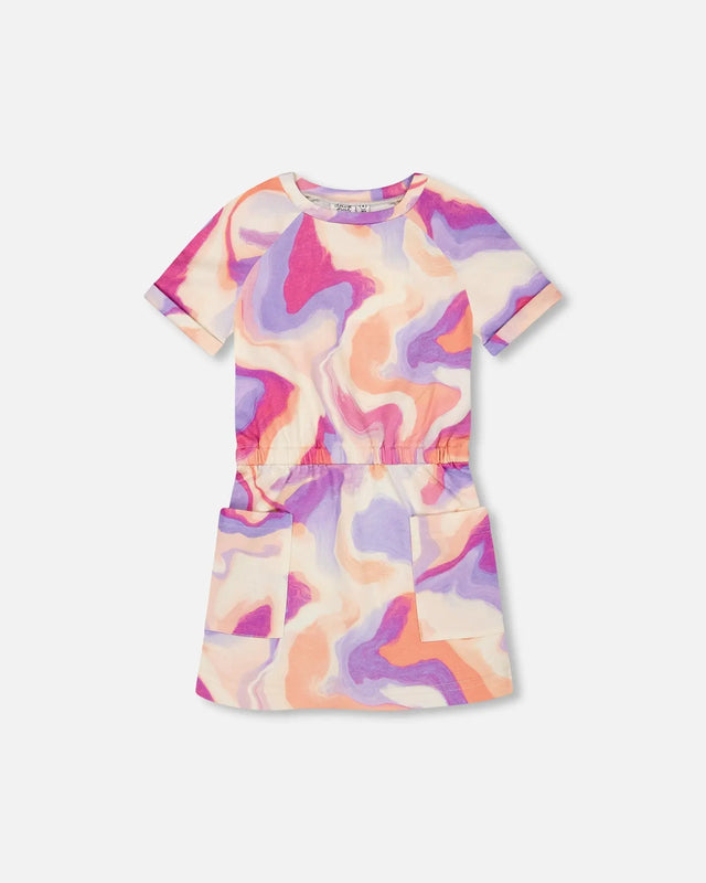 French Terry Dress Multico Swirl Print | Deux par Deux | Jenni Kidz