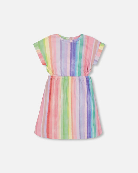 French Terry Dress Rainbow Stripe | Deux par Deux | Jenni Kidz