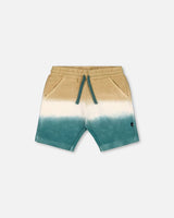 French Terry Short Gradient Beige And Teal | Deux par Deux | Jenni Kidz