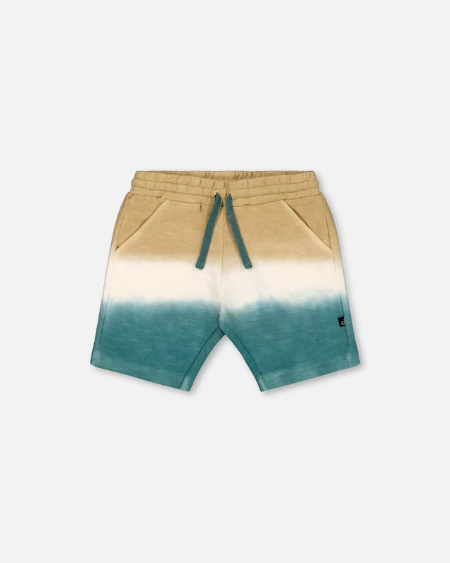 French Terry Short Gradient Beige And Teal | Deux par Deux | Jenni Kidz