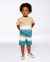 French Terry Short Gradient Beige And Teal | Deux par Deux | Jenni Kidz