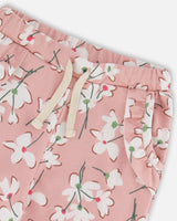 French Terry Sweatpant Pink Jasmine Flower Print | Deux par Deux | Jenni Kidz