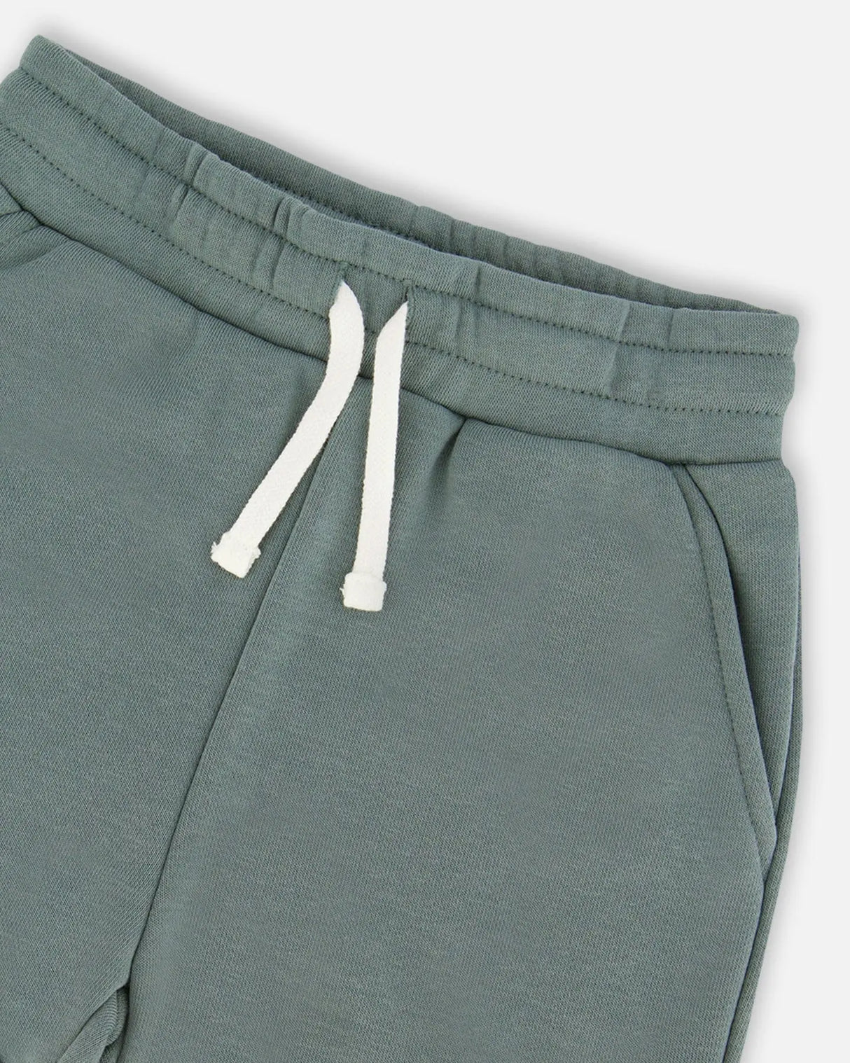 French Terry Sweatpants With Side Pockets Grayish Teal | Deux par Deux | Jenni Kidz