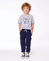 French Terry Sweatpants With Side Pockets Navy Blue | Deux par Deux | Jenni Kidz