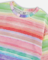 French Terry Sweatshirt Rainbow Stripe | Deux par Deux | Jenni Kidz
