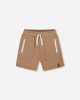 French Terry Zip Pocket Shorts Beige | Deux par Deux | Jenni Kidz