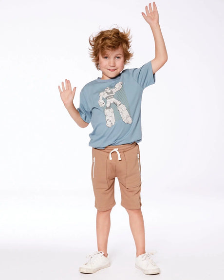 French Terry Zip Pocket Shorts Beige | Deux par Deux | Jenni Kidz