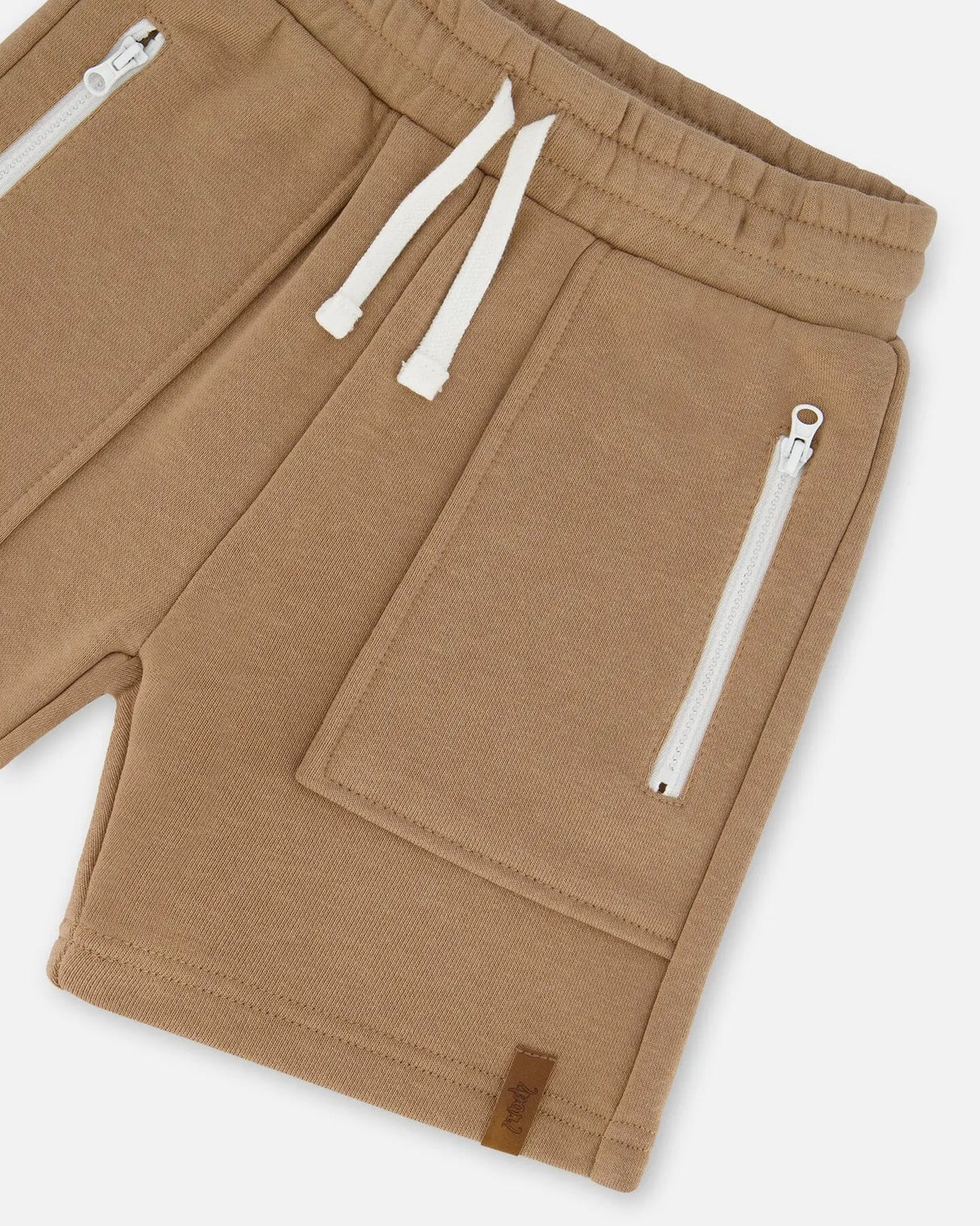 French Terry Zip Pocket Shorts Beige | Deux par Deux | Jenni Kidz