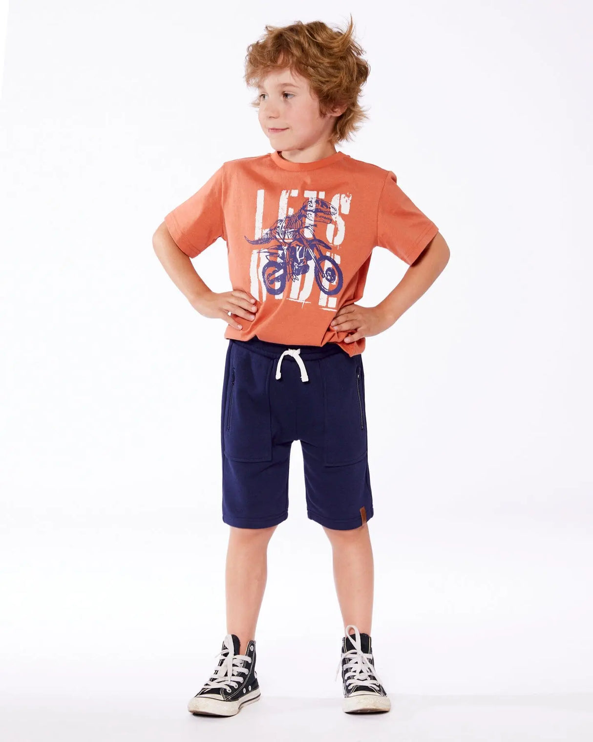 French Terry Zip Pocket Shorts Navy Blue | Deux par Deux | Jenni Kidz