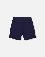 French Terry Zip Pocket Shorts Navy Blue | Deux par Deux | Jenni Kidz