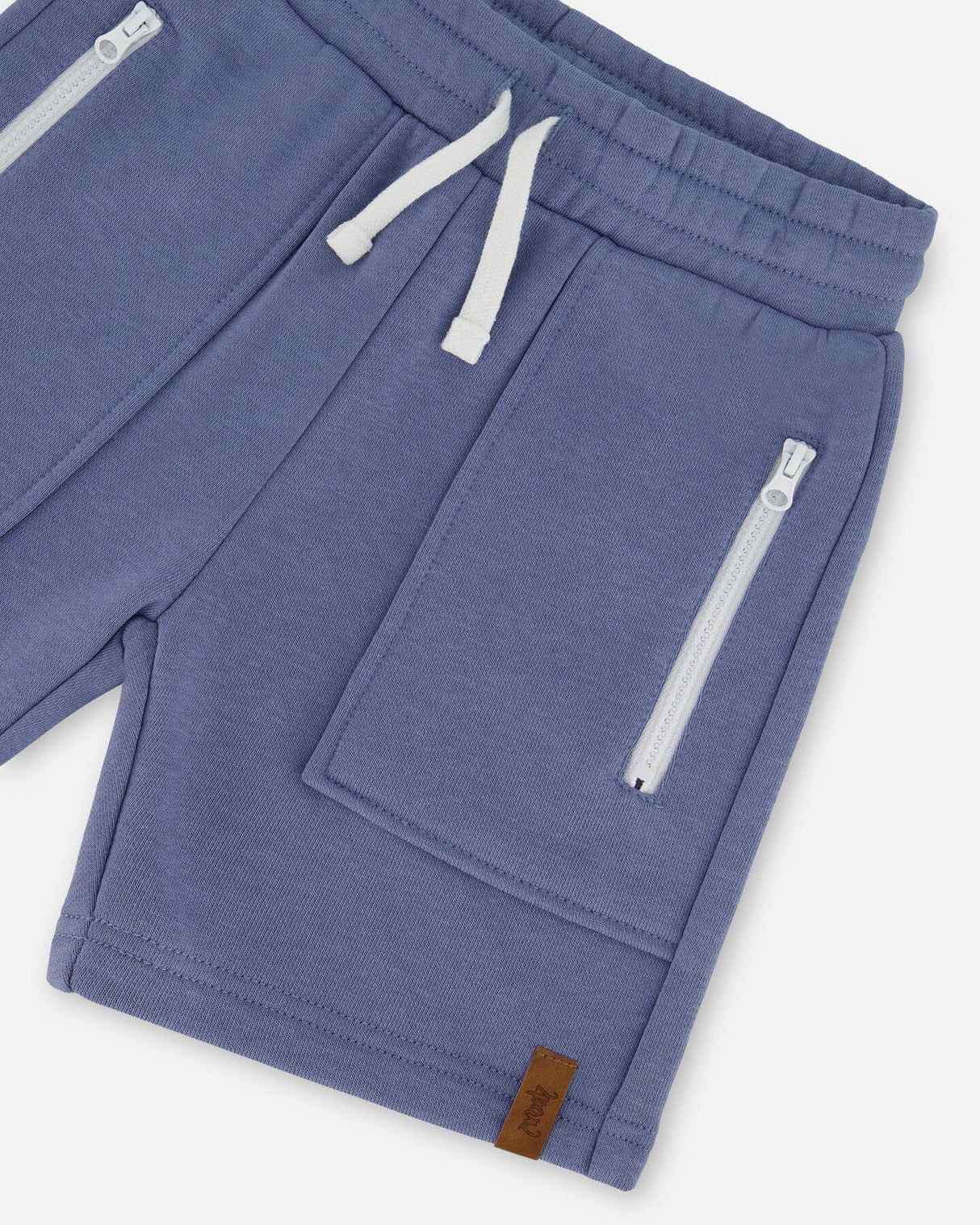 French Terry Zip Pocket Shorts Pale Mauve Blue | Deux par Deux | Jenni Kidz